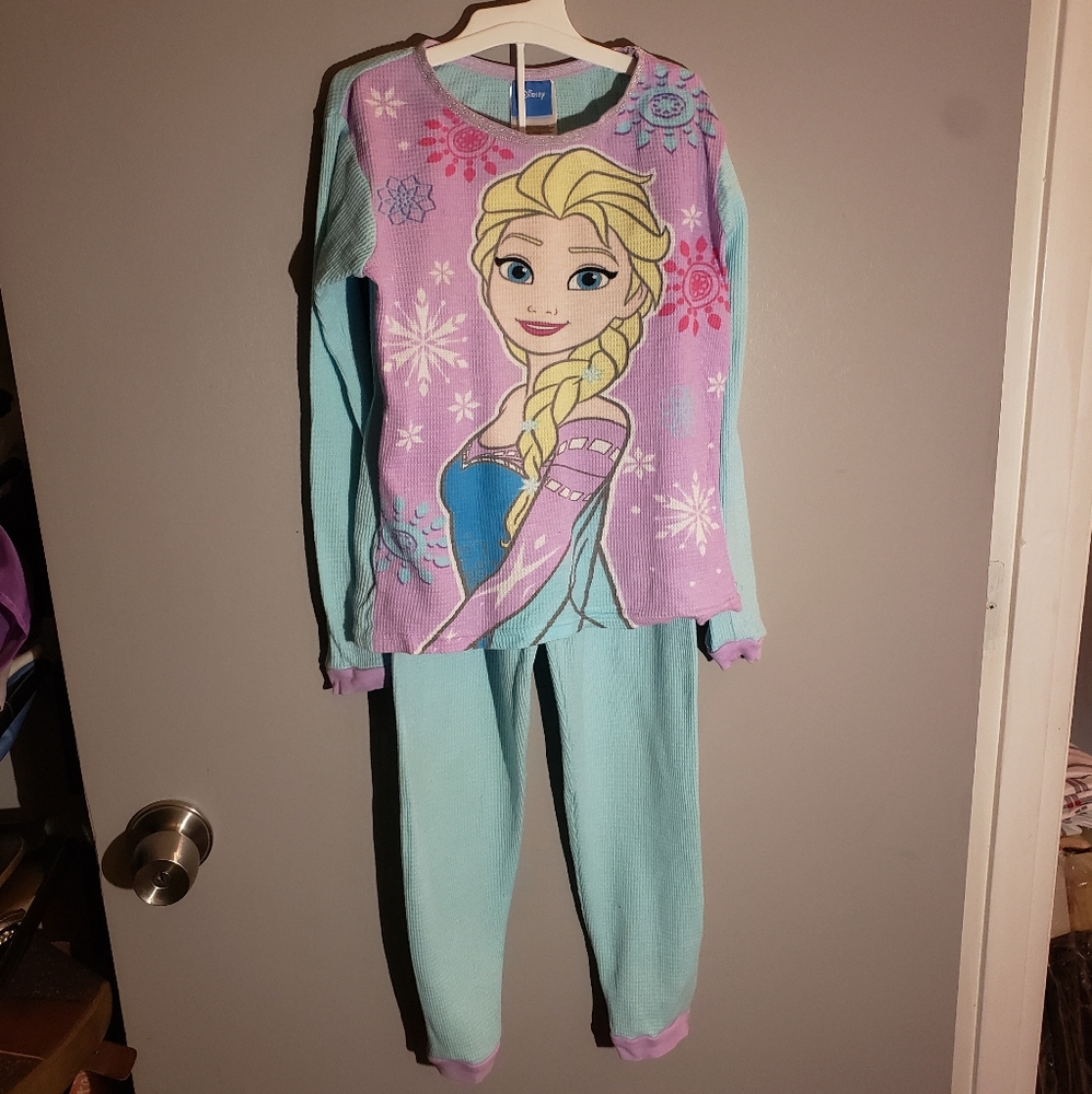 Disney - Girls "Frozen" Pajama Set - Kids Size 8 - Sky Blue